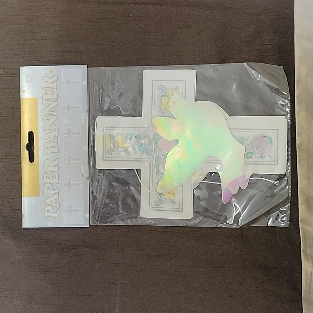 ✨️2/$15✨️NEW Religious Scroll Cross & Dove Banner Baptism Communion Decoration